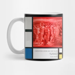 Mondrain and Pleiades, Collage Art Design With Primary Colours. Mug